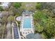 An aerial view showcases the community pool and amenities, including well-maintained landscaping and nearby residences at 1154 Celebration Ave, Celebration, FL 34747