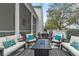 Relax on this gorgeous patio featuring a fire pit and plenty of seating surrounded by meticulous landscaping at 1154 Celebration Ave, Celebration, FL 34747