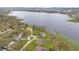 Aerial view of waterfront homes along a lake, showcasing beautiful lakeside living and expansive views at 1590 Twelve Oaks Cir, Kissimmee, FL 34744