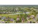 Beautiful aerial view of a suburban neighborhood featuring lush greenery and a tranquil pond at 1686 Shadowmoss Cir, Lake Mary, FL 32746