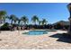Inviting community pool surrounded by palm trees and lounge chairs, perfect for relaxation at 2020 Windcrest Lake Cir, Orlando, FL 32824