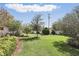 Large grassy backyard with trees and bushes at 2654 Derbyshire Rd, Maitland, FL 32751