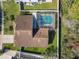 Aerial shot of a home with a fenced backyard and a screened-in pool at 3123 Fairfield Dr, Kissimmee, FL 34743