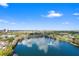 Beautiful aerial view of a city with a serene lake featuring a water fountain and surrounded by lush greenery at 400 E Colonial Dr # 1504, Orlando, FL 32803