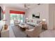 Modern living room boasts bright natural light, stylish furniture, and an outdoor patio view at 153 Ventana Dr, Poinciana, FL 34759
