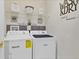 Laundry room with front load washer and dryer, decor and shelving for storage at 3686 Ricky Ln, St Cloud, FL 34772