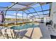 Beautiful screened pool area with lounge chairs and a view of the serene lake at 3686 Ricky Ln, St Cloud, FL 34772