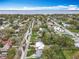 Scenic aerial view of a neighborhood with houses, trees, and a distant view of a body of water at 521 Florida Ave, St Cloud, FL 34769