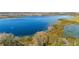Expansive aerial view of a serene lake, complete with natural surroundings and neighborhood at 919 Lake Charles Dr, Davenport, FL 33837
