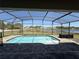 Beautiful pool with a screened enclosure, offering a picturesque view of the lake at 220 Brookes Pl, Haines City, FL 33844