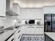 Gourmet kitchen with stainless steel appliances, white cabinets, and a sleek countertop at 3240 Songbird Cir, Harmony, FL 34773