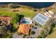 Gorgeous aerial view of community pool, tennis courts, and tranquil lake setting at 8507 Waterview Way, Winter Haven, FL 33884
