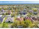 Beautiful aerial view captures a sought after neighborhood with lake views and lush landscaping at 1004 Costa Mesa Ln, Kissimmee, FL 34744