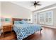 Comfortable bedroom with hardwood floors, fan, and lots of natural light at 1251 Aquila Loop, Celebration, FL 34747