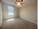 Cozy bedroom with plush carpeting, a ceiling fan, and a window for natural light at 16180 Arbor Crest Aly, Winter Garden, FL 34787