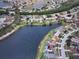 Breathtaking aerial view of homes surrounding a serene lake, offering picturesque waterfront living in a vibrant community at 2438 Winfield Dr, Kissimmee, FL 34743