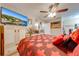 Comfortable bedroom featuring a television, ceiling fan, and decorative accents at 86 Pine Island Cir, Kissimmee, FL 34743