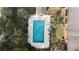 Aerial view of the community pool surrounded by lush landscaping and ample deck space at 1240 Sago Palm Blvd # 1240, Kissimmee, FL 34741