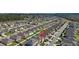 Aerial view of the property in a well-developed neighborhood with a pool, patio, and manicured lawn at 260 Willow Bend Dr, Davenport, FL 33897