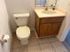 Cozy half bathroom with a modern toilet, charming vanity, and a clean, minimalist aesthetic at 3655 Zuma Way, Orlando, FL 32839