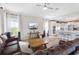 Open-concept living room with a view of the kitchen, hardwood floors, and a comfortable seating area at 478 Chelsea Ave, Davenport, FL 33837
