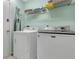 The laundry room featuring washer, dryer, and shelving at 723 Allison Ave, Davenport, FL 33897