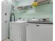 Functional laundry room with updated washer and dryer and wire shelving at 723 Allison Ave, Davenport, FL 33897
