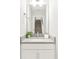 Bathroom with a white vanity, mirror and plant, next to some fresh towels at 117 E Concord St # 8, Orlando, FL 32801