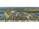 Wide aerial shot showcasing a residential area and neighboring horse farm, with ponds and greenery at 14321 Wabasso Loop, Winter Garden, FL 34787