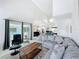 Bright living room features high ceilings and provides seamless access to the kitchen at 2105 Mallory Cir, Haines City, FL 33844