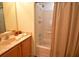 Bathroom with shower and Star Wars themed shower curtain at 215 Cordova Ave, Davenport, FL 33897