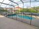 Fenced in swimming pool and jacuzzi area surrounded by lush greenery at 215 Cordova Ave, Davenport, FL 33897