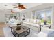 Inviting living room with wood floors, large windows offering waterfront views, and stylish furniture at 6100 Alligator Lake W Shr, St Cloud, FL 34771