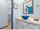 Bathroom featuring a blue glass bowl sink, decorative mirror and neutral paint at 8401 Secret Key Cv, Kissimmee, FL 34747