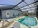 Screened pool area offers sunbathing space and a sparkling swimming pool at 1361 Rebecca Dr, Haines City, FL 33844