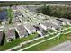 Aerial view of a neighborhood showcasing modern homes and lush green spaces surrounding a pond at 1371 Red Blossom Ln, Kissimmee, FL 34746