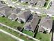 Aerial view of a neighborhood with well-kept lawns and fenced-in backyards, perfect for families at 1371 Red Blossom Ln, Kissimmee, FL 34746