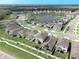 Areal view of a neighborhood featuring well-maintained homes and a scenic pond at 1371 Red Blossom Ln, Kissimmee, FL 34746