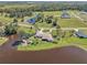 Picturesque aerial view of a home nestled on a lake, surrounded by lush greenery and mature trees at 3607 Hidden River Ln, Tavares, FL 32778