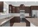 Well-appointed kitchen featuring stainless steel appliances and beautiful granite countertops at 7059 Nemours Pkwy, Orlando, FL 32827