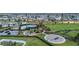 Aerial view of the playground, pool, and green space in this Gathering-friendly neighborhood at 9158 Elsa Ct, Davenport, FL 33897
