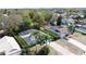 An aerial view displays a home with a screened pool, surrounded by lush greenery in a suburban setting at 129 Pine Lake View Dr, Davenport, FL 33837