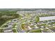 Sweeping aerial perspective showcasing a community with modern homes, winding roads, and a serene lake at 202 Zircon Rd, Kissimmee, FL 34758