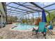 Inviting screened pool with sun loungers and lush landscaping, perfect for relaxation at 2086 Blackfoot Trl, St Cloud, FL 34771