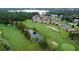 Aerial view shows golf course with pond surrounded by neighborhood homes at 3214 Candle Ridge Dr # 201, Orlando, FL 32822