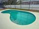 Kidney-shaped pool features inset steps and coping, encased by a screened enclosure at 4411 Great Harbor Ln, Kissimmee, FL 34746