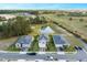 Aerial view of a well-maintained community featuring homes with manicured lawns and a serene pond at 2724 Camden Ln, Davenport, FL 33837