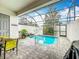 Inviting enclosed pool area with seating and lush plants, perfect for relaxation and entertainment at 426 Captiva Dr, Davenport, FL 33896