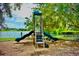 Neighborhood playground with slides and climbing equipment next to the lake; perfect for outdoor activities at 784 Seneca Trl, St Cloud, FL 34772
