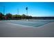 Outdoor community tennis courts with well-maintained surface and netting in a sunny setting at 17459 Chateau Pine Way, Clermont, FL 34711